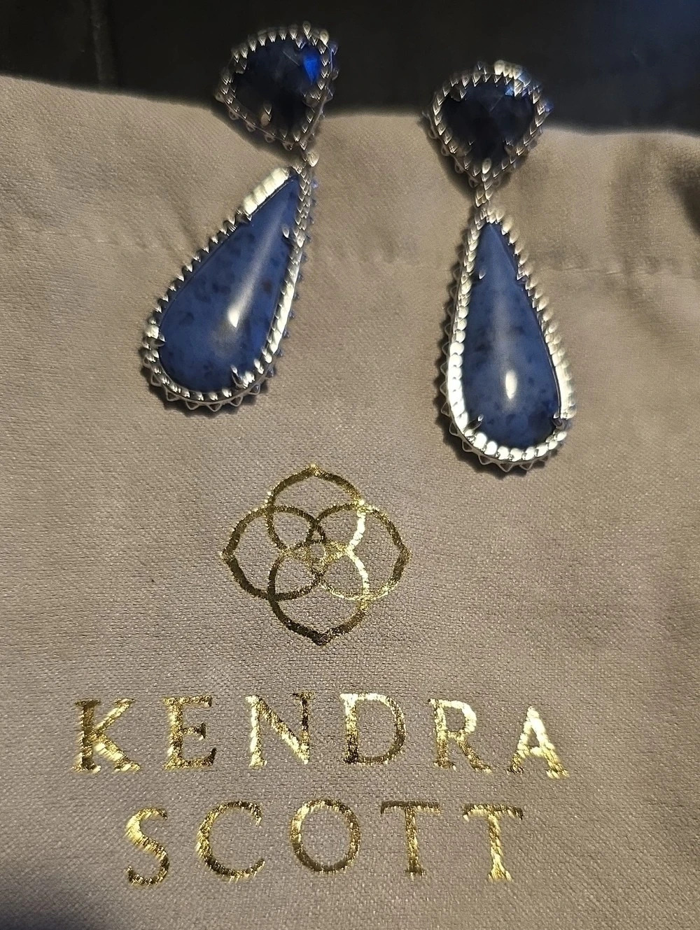 Kendra Scott Danielle Drop Earrings Blue & Silver